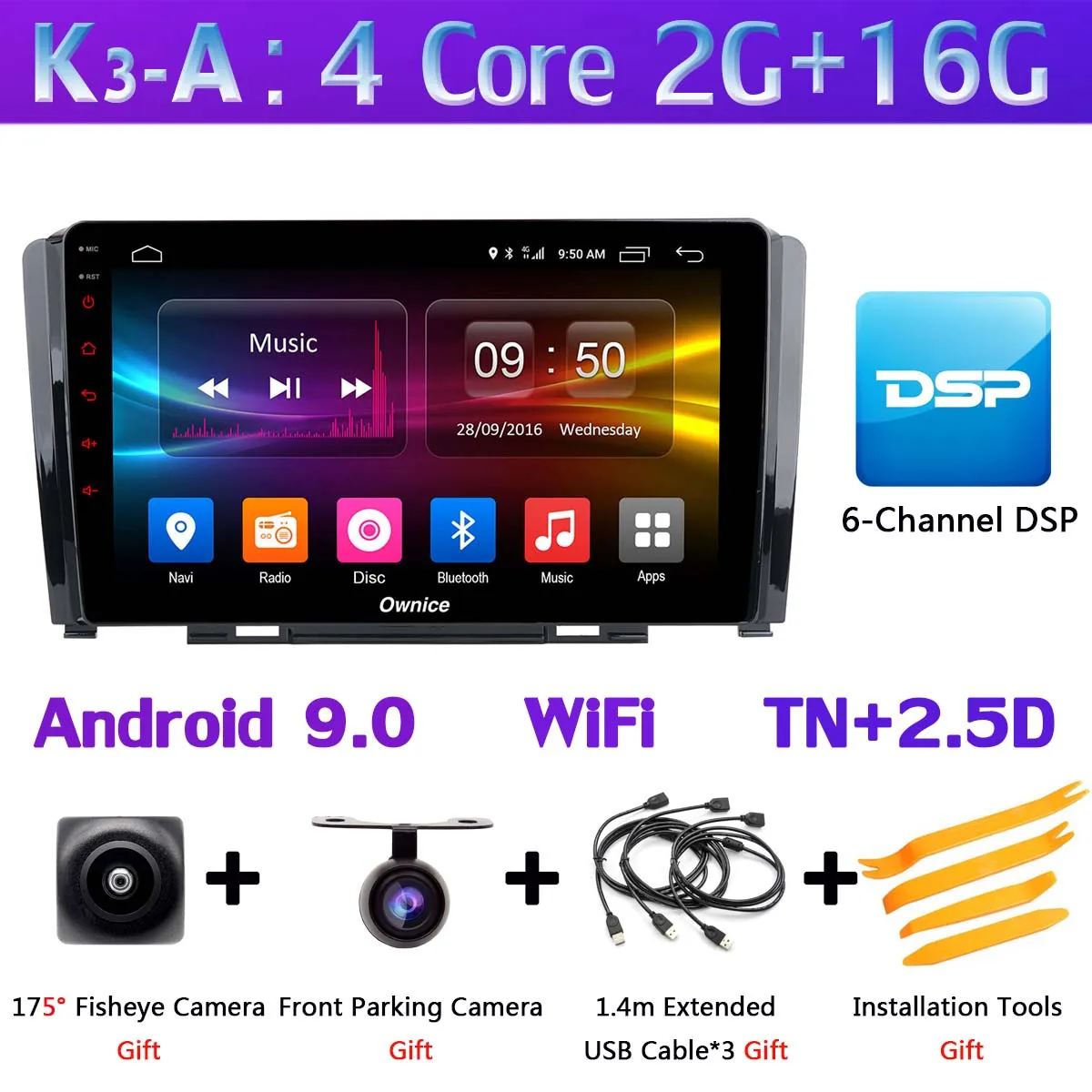 K3-A Ownice K1 K3 K5 K6 автомобильный dvd-плеер для Great Wall Hover Haval H6 2009- Автомобильный gps Радио DSP CarPlay стерео 360 ° панорамный - Цвет: K3-A