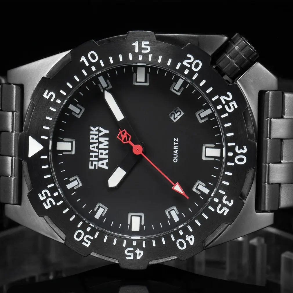 Акула спортивные часы мужские lcd Авто Дата Будильник стальной ремешок Хронограф