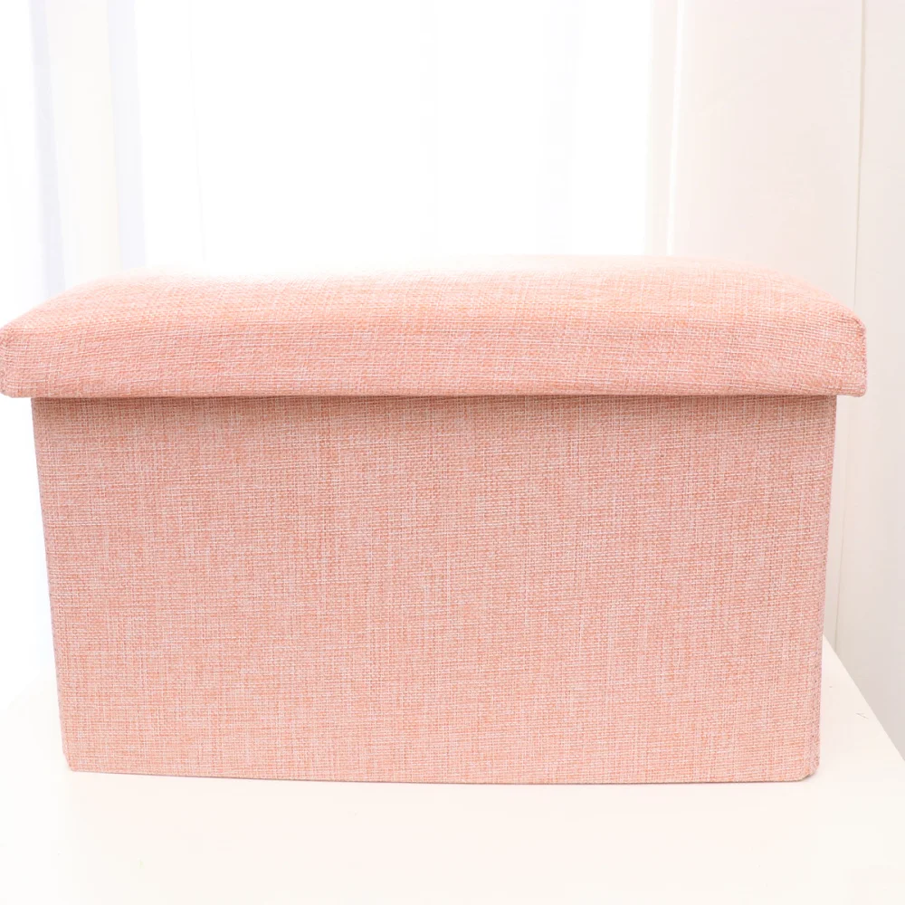 

Foldable Storage Ottoman with Folding Chest Storage Box Linen Fabric Ottomans Bench Foot Rest for Bedroom Living Room (Grey)