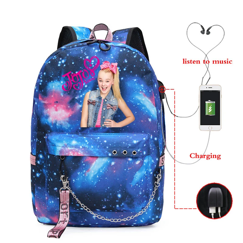Женский рюкзак горячая Распродажа Jojo Siwa с Usb-зарядкой школьный повседневный