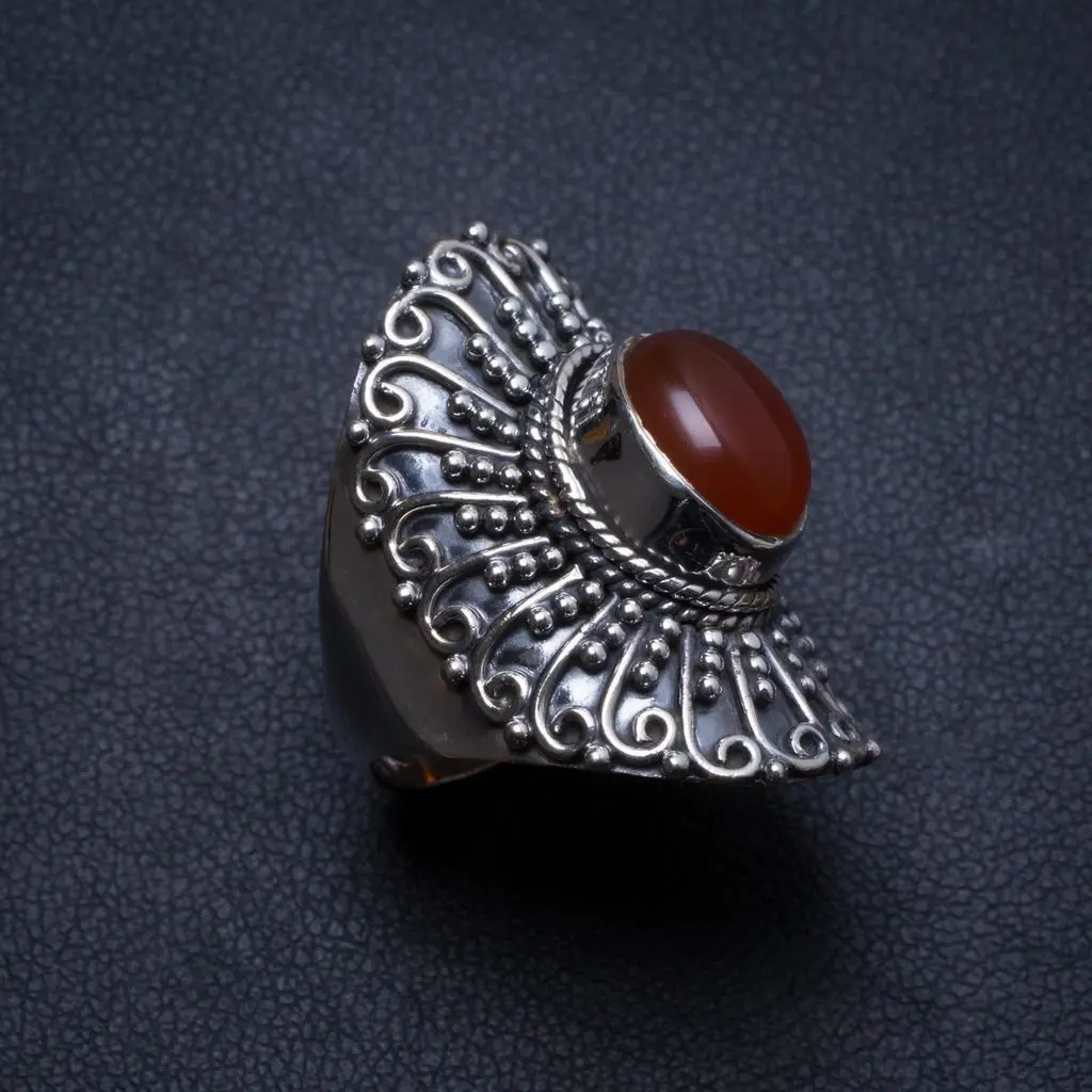 

Natural Carnelian Handmade Unique 925 Sterling Silver Ring, US size 7 X2815