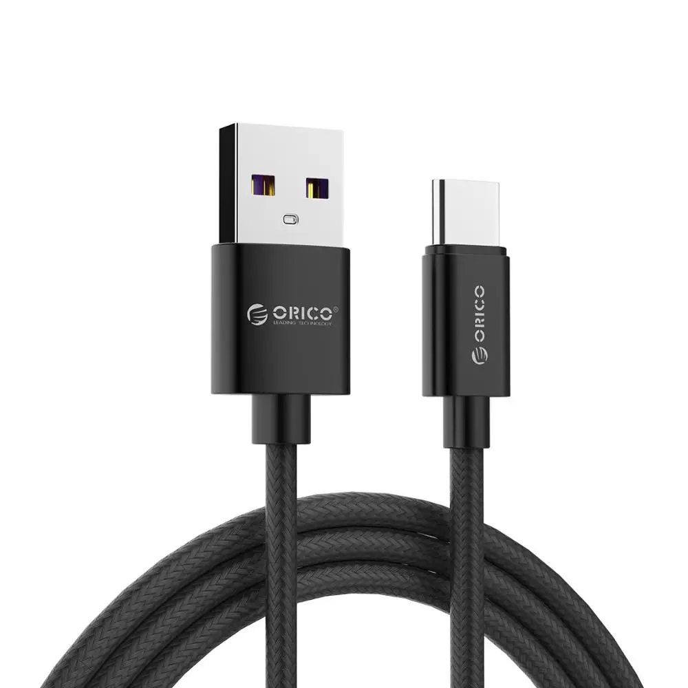 Черный Orico 5А usb type-C кабель для huawei mate 20 10 Pro P30 P20 Мобильный телефон USBC Быстрая зарядка USB-C Быстрая зарядка кабель для Xiaomi - Цвет: Черный