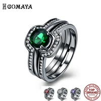 gomaya unique two layer design ring multiple colour zircon classic trendy women rings fit festival gift fashion jewelry bijoux