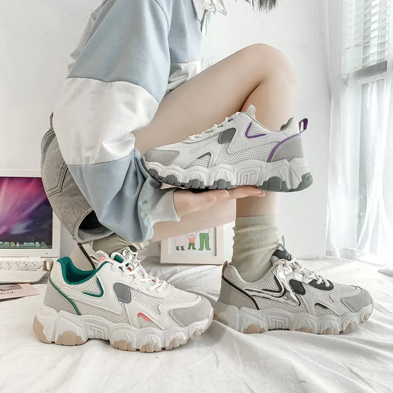 

Autumn 2020 new thick-soled increased women's shoes fashion old shoes women's wild white casual sports shoes tide X393