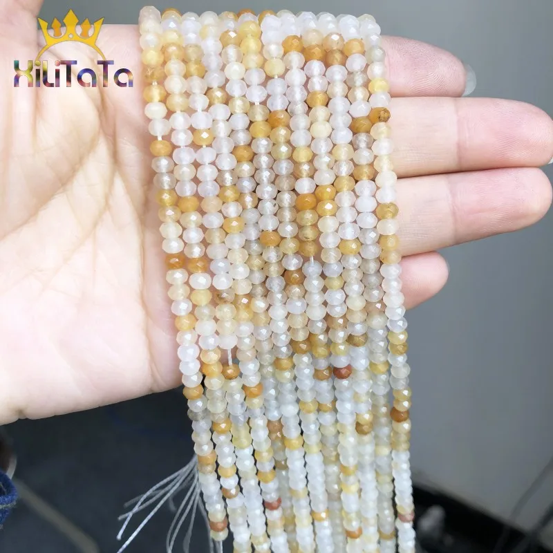 2*4 мм натуральные граненые бусины из натурального камня круглые свободные желтые