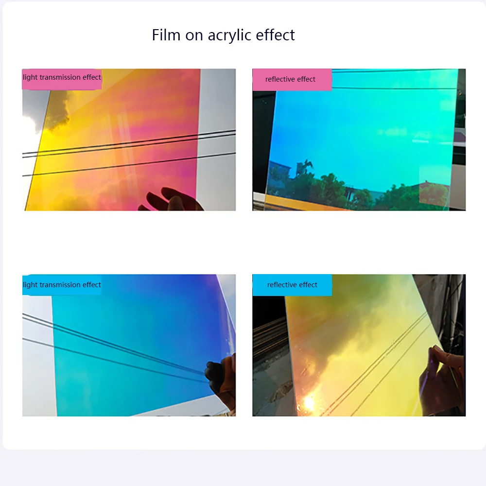 HOHOFILM 2Colors 45cmx400cm Rainbow Iridescent window film,Decorative Dichromic glass Rainbow Effect Window Sticker Decoration