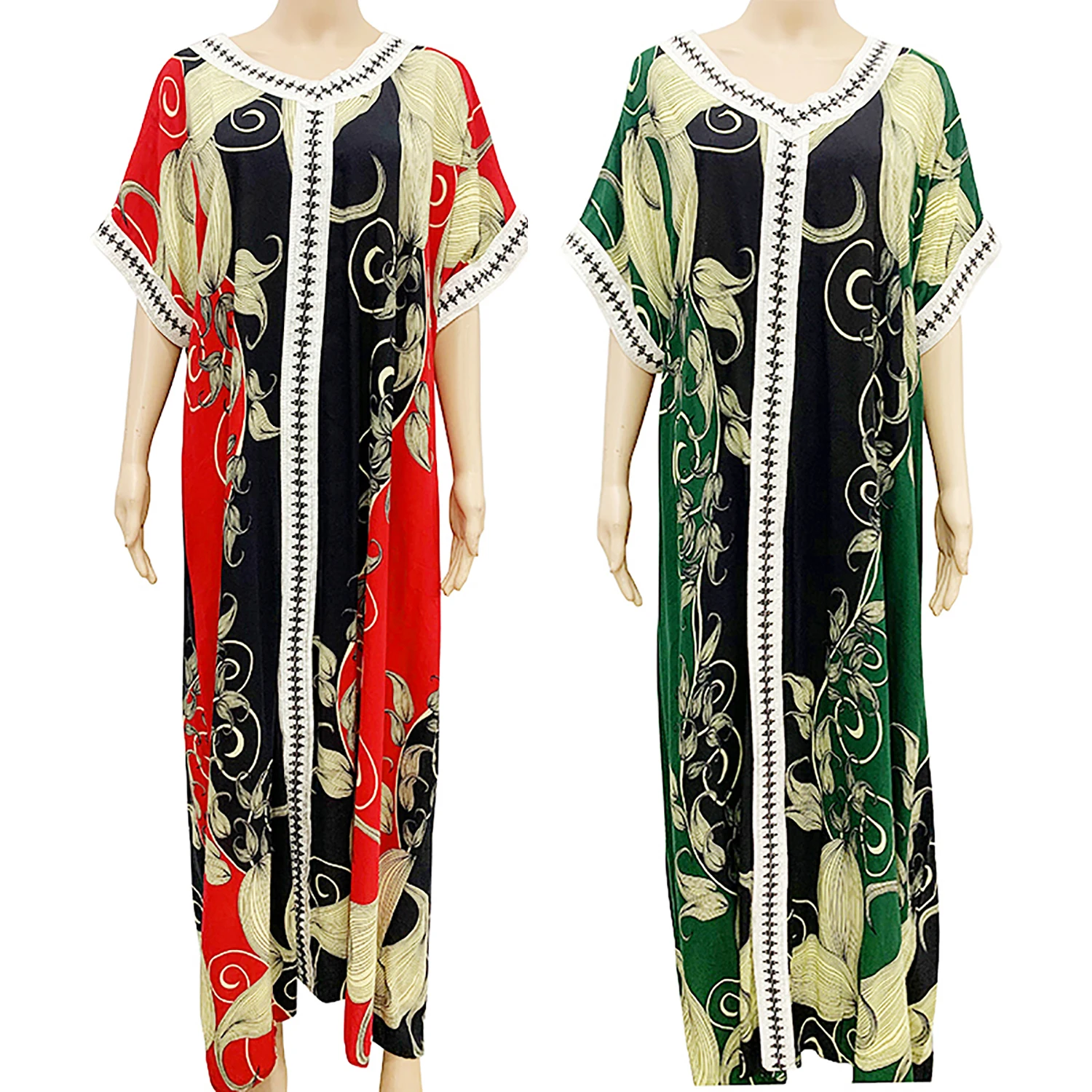 

2021 Fashion Dashiki African Noble Floral Print Colorful Pom-pom O-Neck Maxi Women Dress African Dress For Women