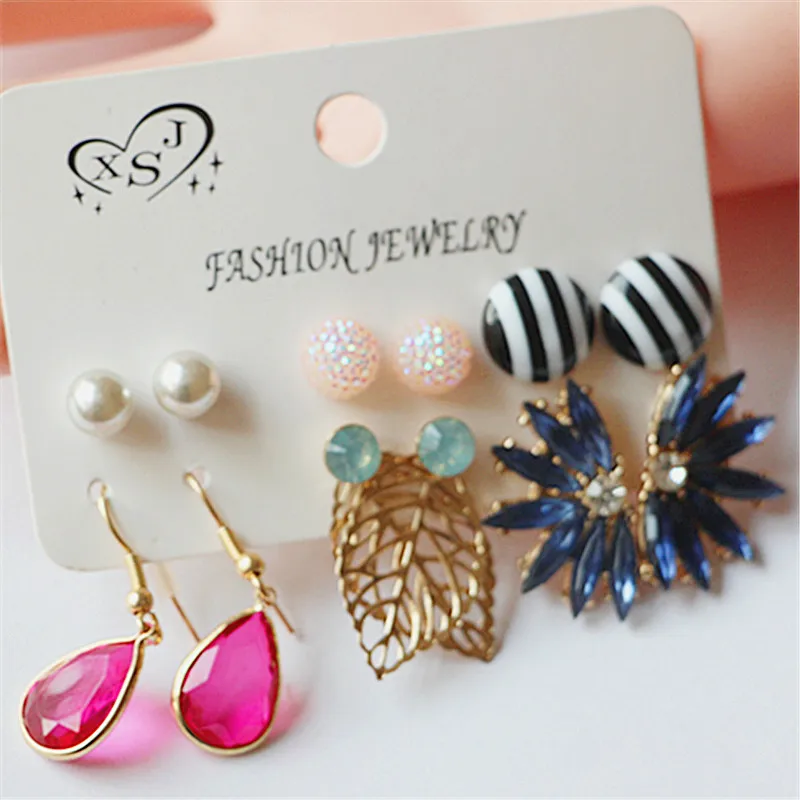 Новинка модных женских украшений для вечеринок: круглые серьги с жемчугом, розового/белого/синего цвета, в наборе из 6 пар, красивые подарки с бесплатной доставкой.