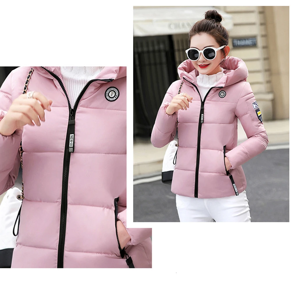 Jocoo Jolee Winter White Parkas Women Hooded Coat Thick Warm Jacket Short Outerwear Female Slim Cotton Padded Basic Tops Outwear