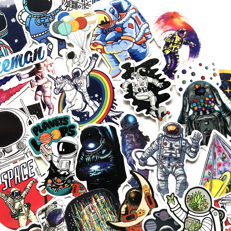 

50pcs Space Rocket Astronaut Space Station Graffiti Waterproof PVC Sticker Box Stationery Laptop Skateboard Interesting Sticker