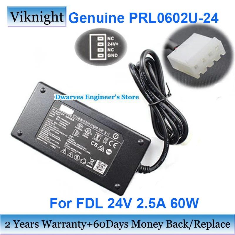 

Genuine PRL0602U-24 24V 2.5A 60W AC Adapter Charger For FDL HU10874-ZYF-PRL0602U-24 Power Supply Molex 4 Pin