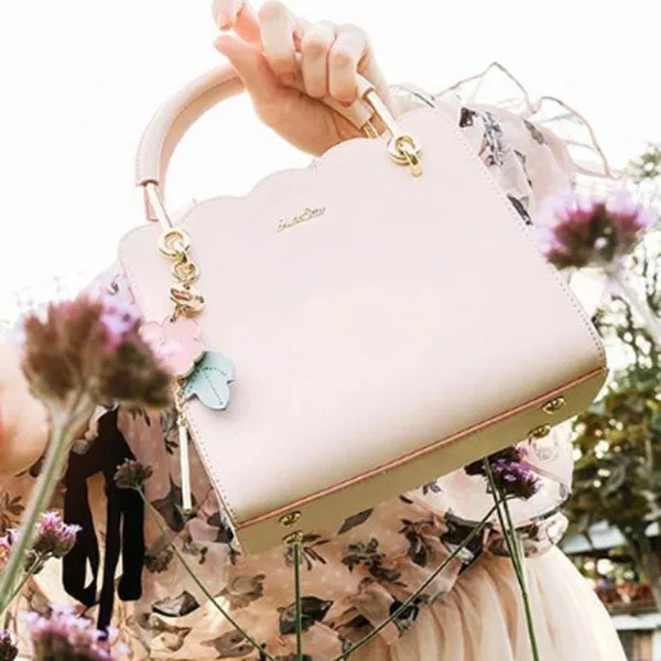 Женская сумка из искусственной кожи Just Star розовая сумочка с цветочной кисточкой