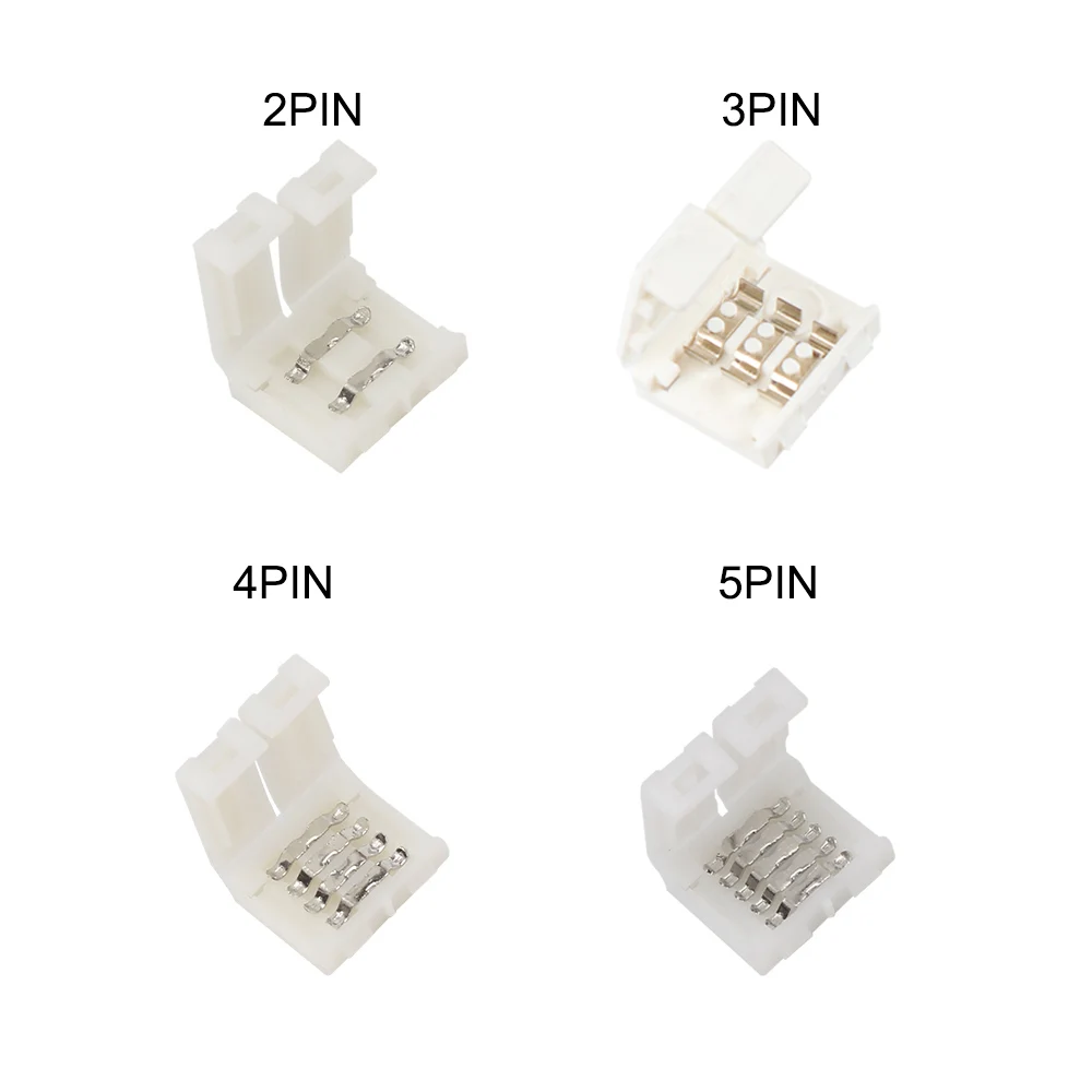 

5pcs 2PIN 3PIN 4PIN 5PIN Free Soldering LED Connector 10mm L / T / X Shape Corner connector for LED Strip Light RGB RGBW RGBWW