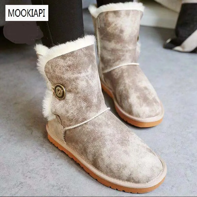 Сапоги из 2019 натуральной овчины женские зимние сапоги 100% шерсти женская обувь на
