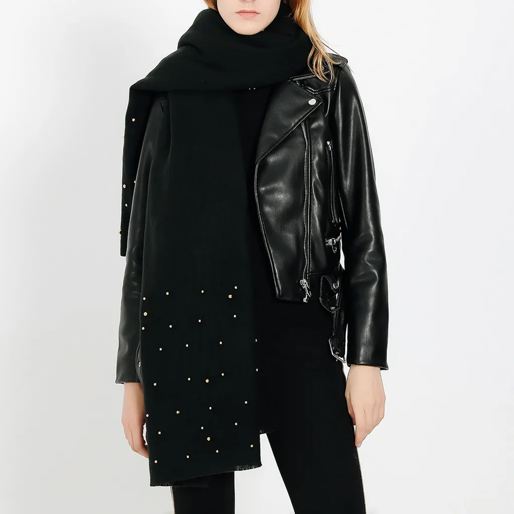 Модный Европейский и американский уличный однотонный черный жемчужная