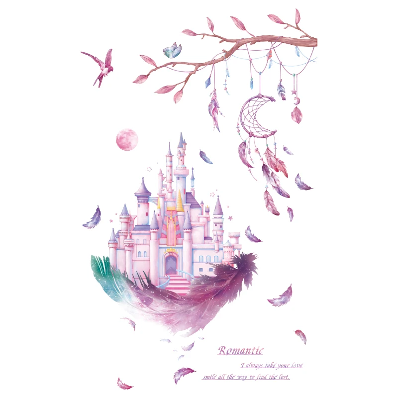 

Creative Dream Feather Wall Stickers for Girl Bedroom Living Room Teen Room Decoration Aesthetics Poster DIY Vinyl Wallpaper