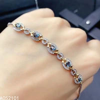 kjjeaxcmy fine jewelry s925 sterling silver inlaid natural blue topaz new girl noble hand bracelet support test chinese style