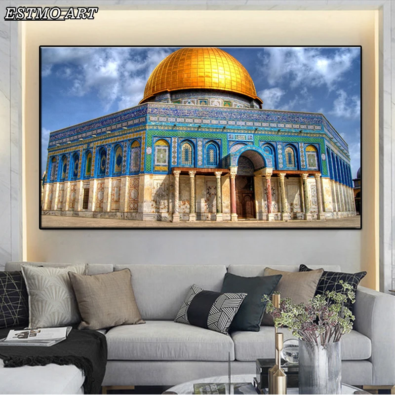 

Canvas Paintings Cuadros Jerusalem World Famous Building Golden Rock Grand Mosque Muslim Wall Decor Pictures Al-Aqsa Mosque