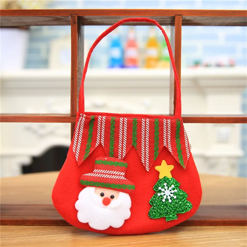 Рождественские подарочные сумки для детей из хлопка с изображением Санта Клауса