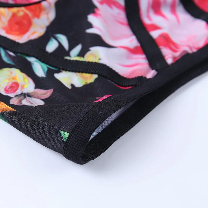 

2020 women's summer new stitching printed temperament sexy tops slim slimming wild bottoming