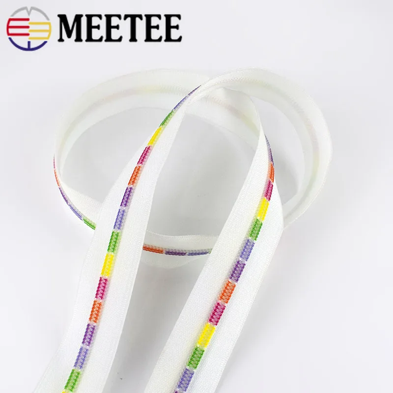 Meetee 2/5/10 метров 5 # разъемная застежка молния белый Цветной зубов катушки