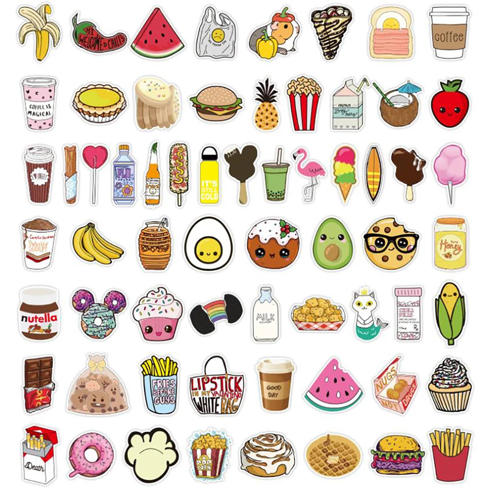 10/30/50/100PCS Cartoon Food Graffiti Stickers Skateboard Fridge Guitar Motorcycle Luggage DIY Classic Toy Sticker Decal for Kid images - 6