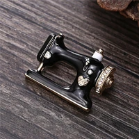 2021 women girls sewing machine brooch black enamel brooches jewelry hijab pin for collar suit scarf decoration accessories