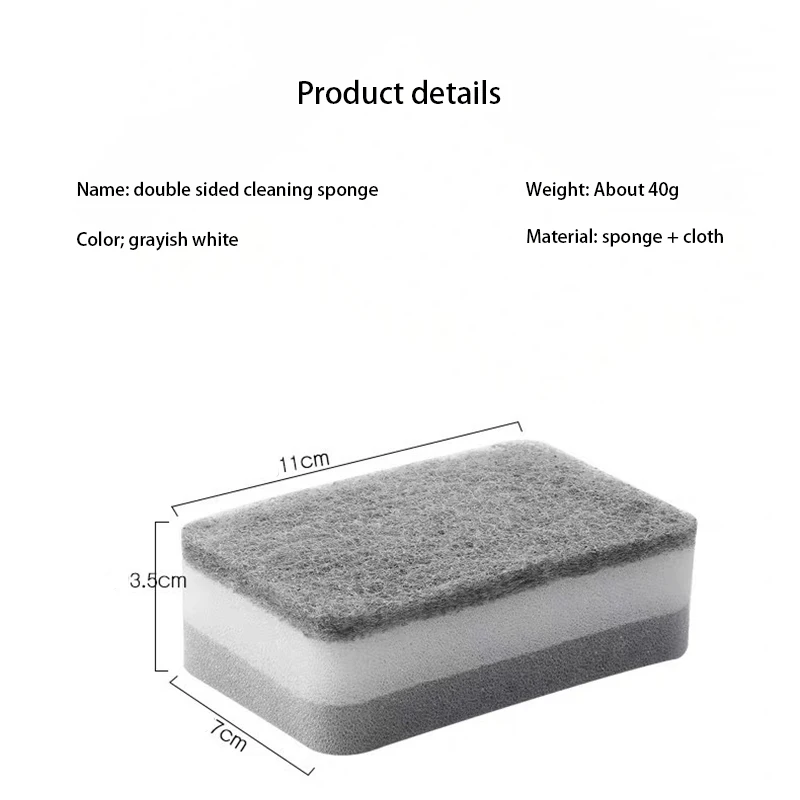 

5pcs / Scouring Pad Sided Sponge Magic Sponge Eraser Cleaning Sponge Bathroom Kitchen Accessories