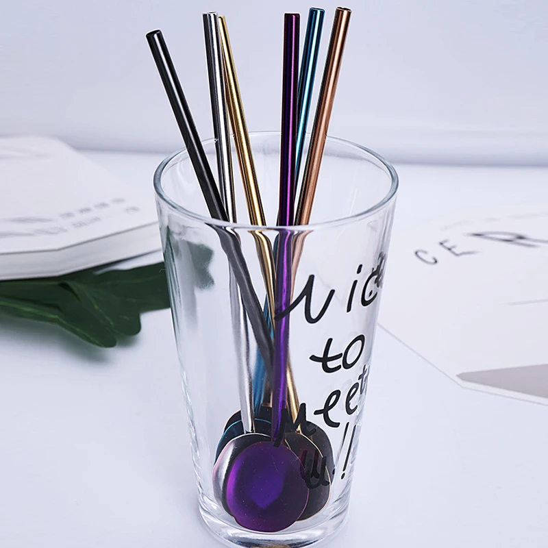 1 шт. из нержавеющей стали Питьевая соломенная ложка многоразовая солома с