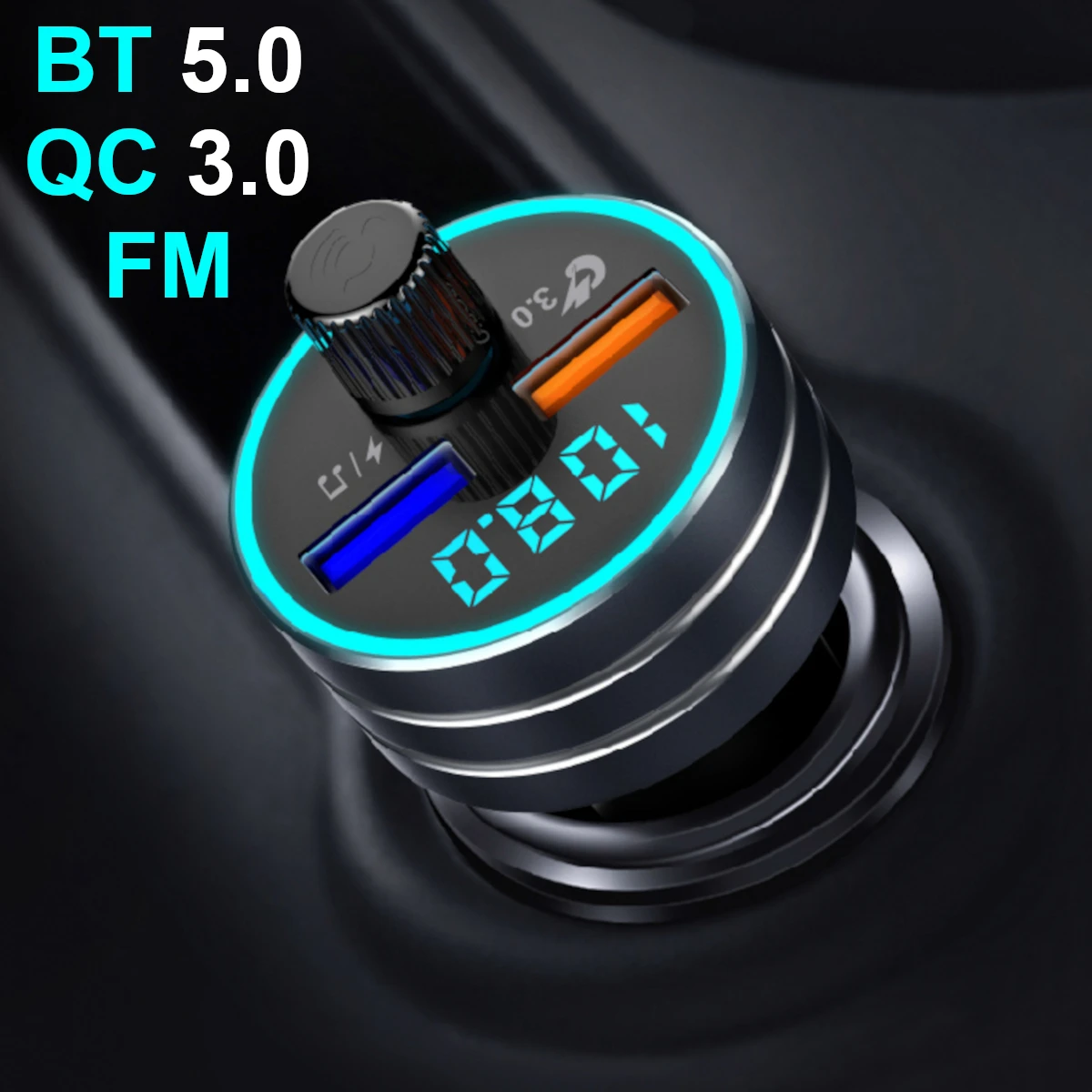 

Car bluetooth 5.0 MP3 Player QC 3.0 FM Transmitter Wireless Handsfree Audio Receiver Auto Dual USB Fast Charger LED Display