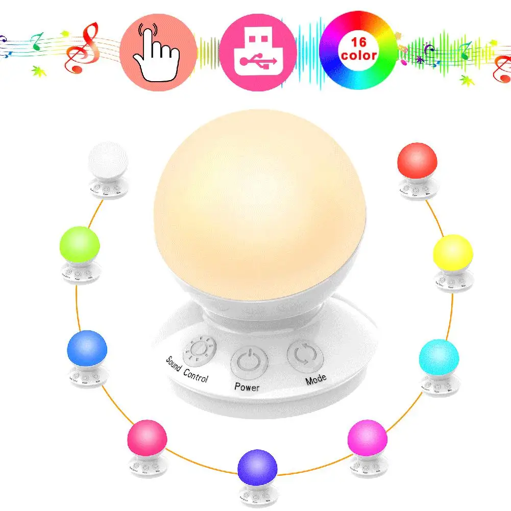 

Smart LED Sound Control Light Table Lamp RGB Color Changing Night Light