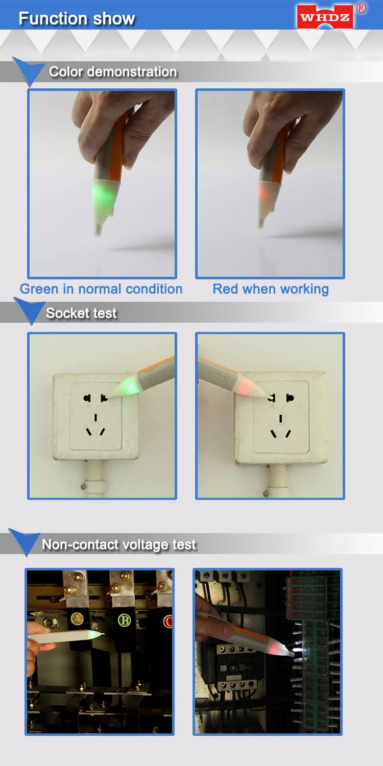 WHDZ 90-1000 В бесконтактная электрическая розетка настенная розетка переменного тока тестер датчика детектора напряжения ручка светодиодный индикатор светильник напряжение