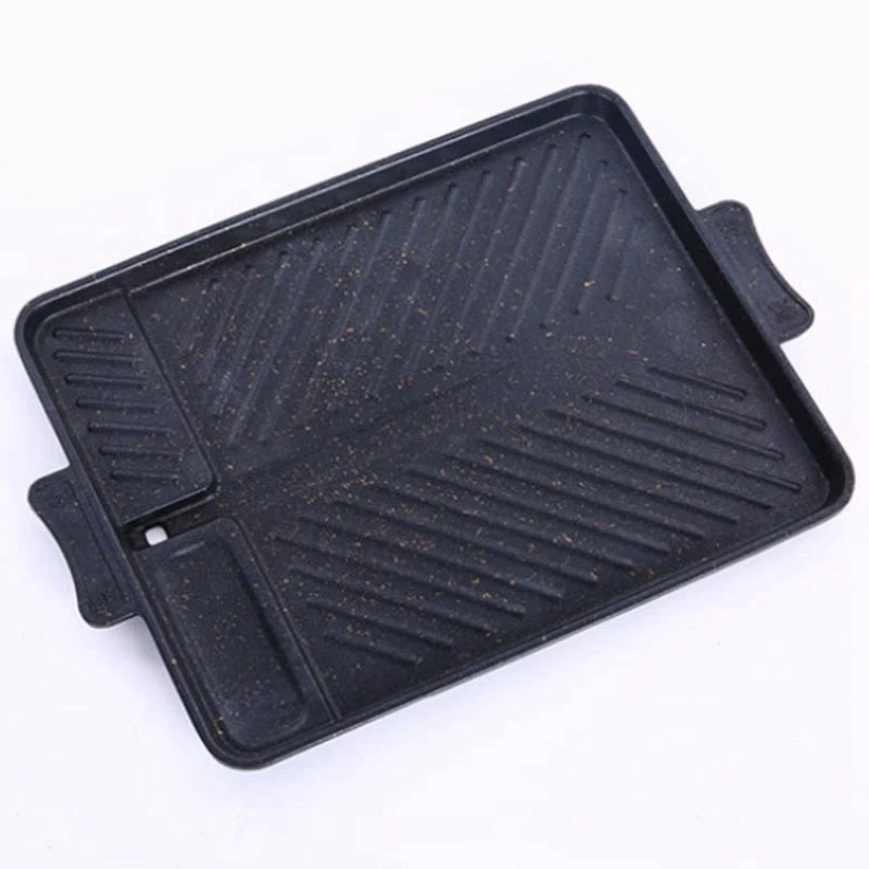 Корейский стиль рисовый камень алюминиевый поддон для выпечки квадратный гриль