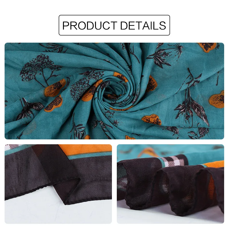 

Women Printing Cotton Hijab Scarves Muslim Head Scarf Shawls Large Size Pashmina Wrap Hijab Scarves Ethnic Islamic Headband