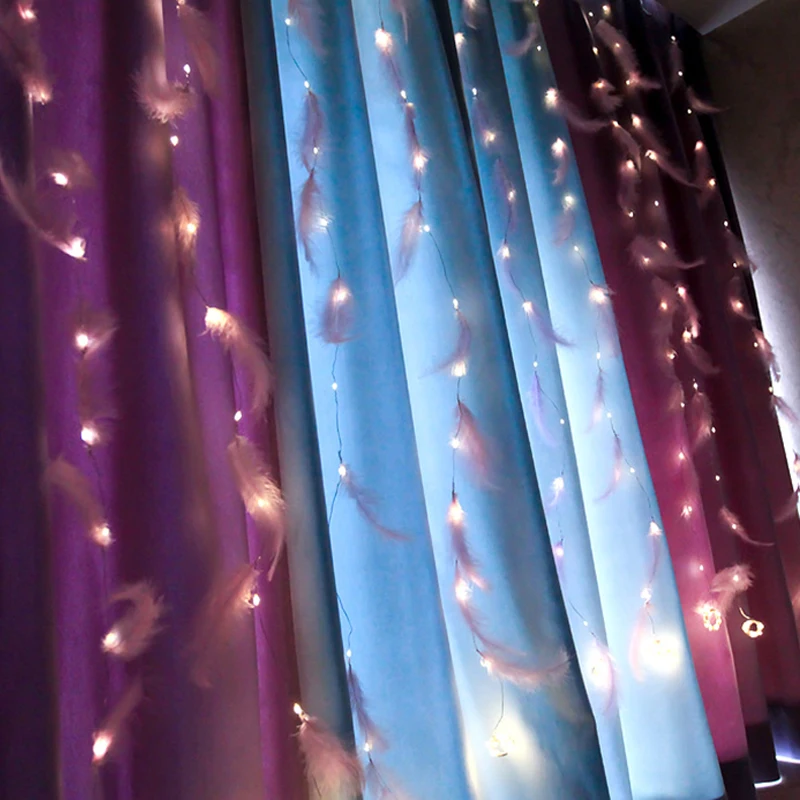 СВЕТОДИОДНЫЕ гирлянды перо Фея занавес свет USB Медные провода с подсветкой для