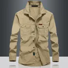 Быстросохнущая Мужская тактическая одежда в стиле милитари, рубашка с длинным рукавом для кемпинга, отложной воротник, рубашка большого размера, мужская рубашка цвета хаки