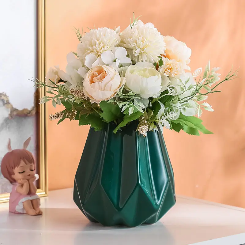 

Simple ceramic light luxury small vase living room flower arrangement tabletop tea table small fresh flower set