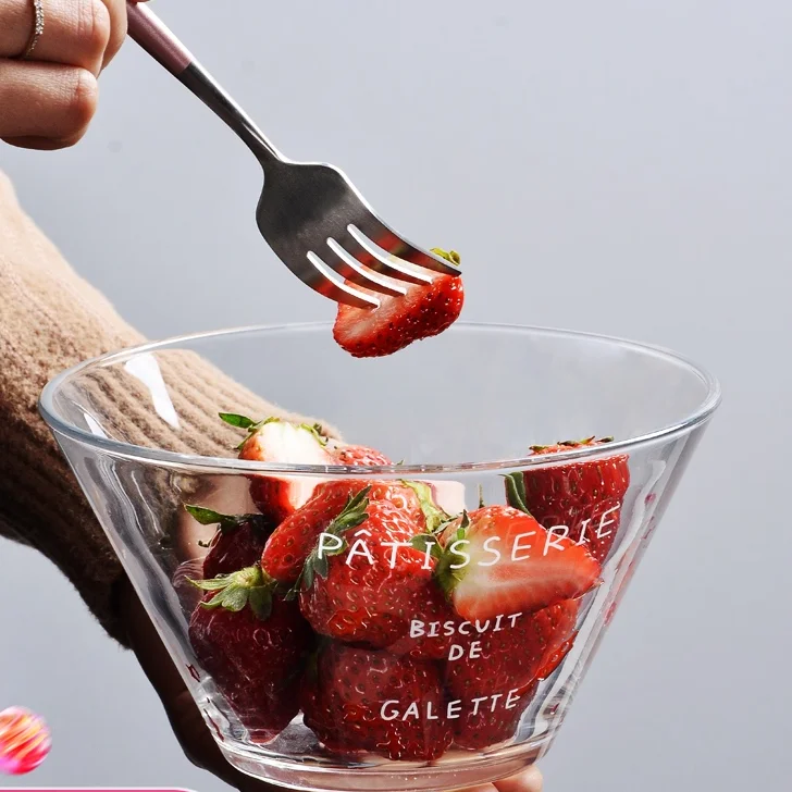 

Exquisite Creativity Bowls Glass Transparent Household Decorative Fruit Bowl Salad Matcha Dessert Saladier Dinnerware DK50BS