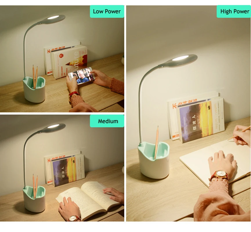 USB Перезаряжаемый Светодиодный настольный светильник с сенсорным затемнением