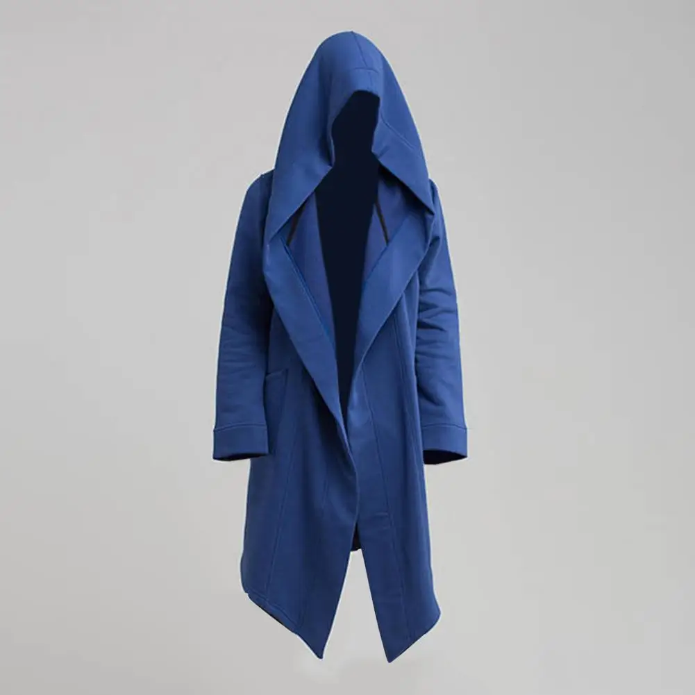 

Men Jackets Long Sleeve Oversize Hooded Solid Color Cardigan Male Fashion Warm Trench Long Coat Autumn Winter