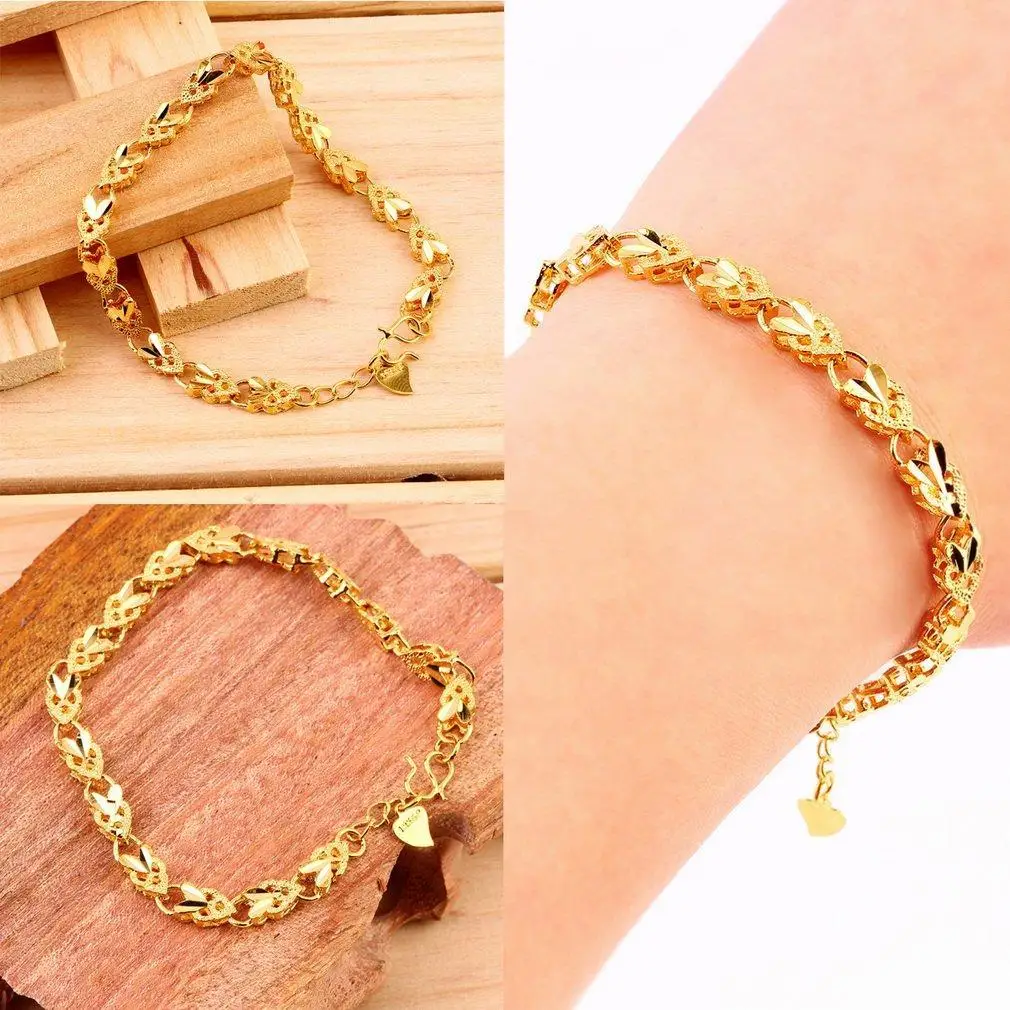 Вакуумное покрытие 24K золото Ангел сердце браслет Emulation ювелирные изделия |