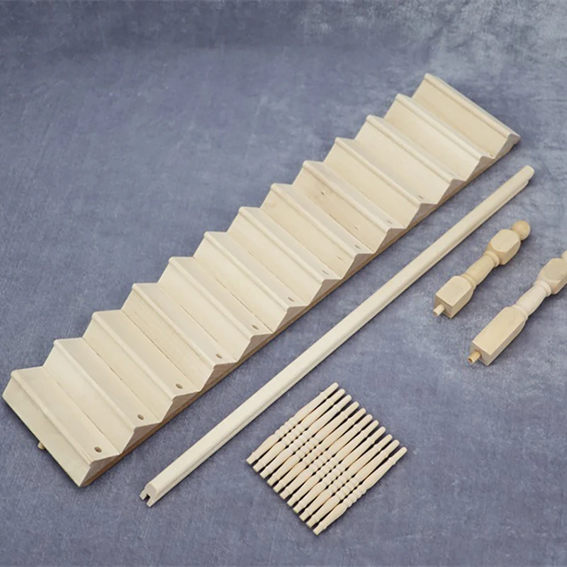 Миниатюры для кукольного домика деревянная лестница с поручнями модель