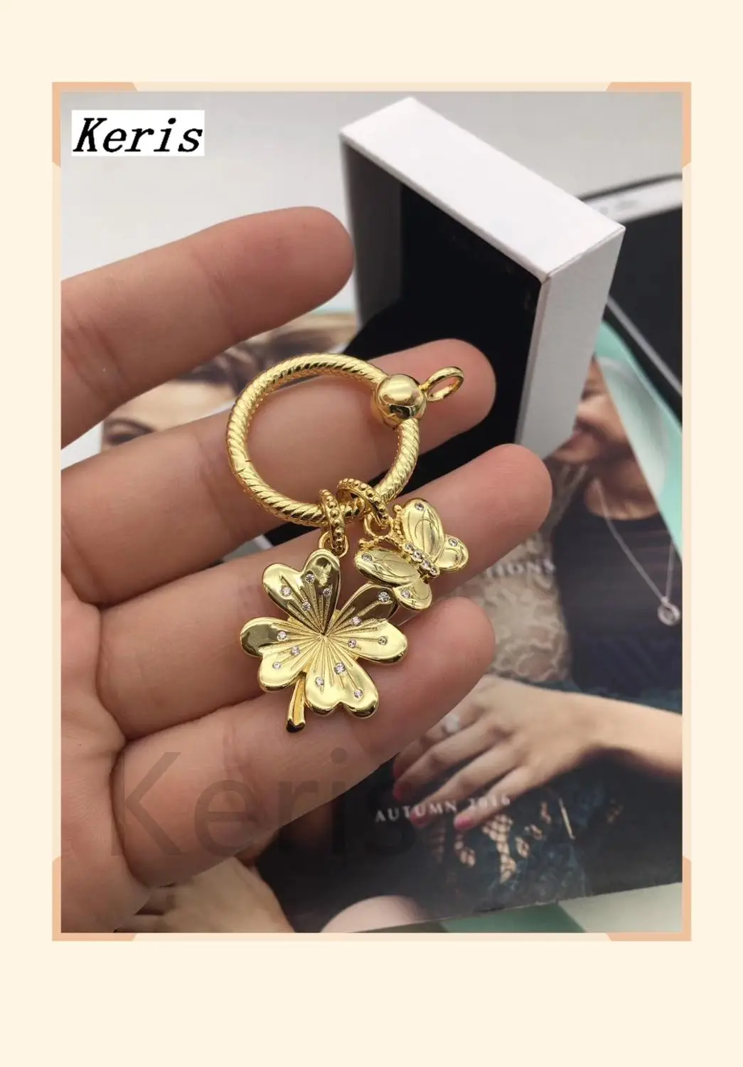 Высокое качество 1:1 100% чистое серебро золото дизайн бабочки кулон