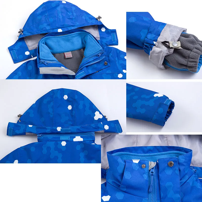 Детские лыжные куртки брендовые ветрозащитные водонепроницаемые теплые 2 в 1 для