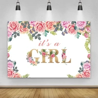 laeacco flowers leaves its a girl baby shower floral birthday photography backdrop custom background for photo studio photocall