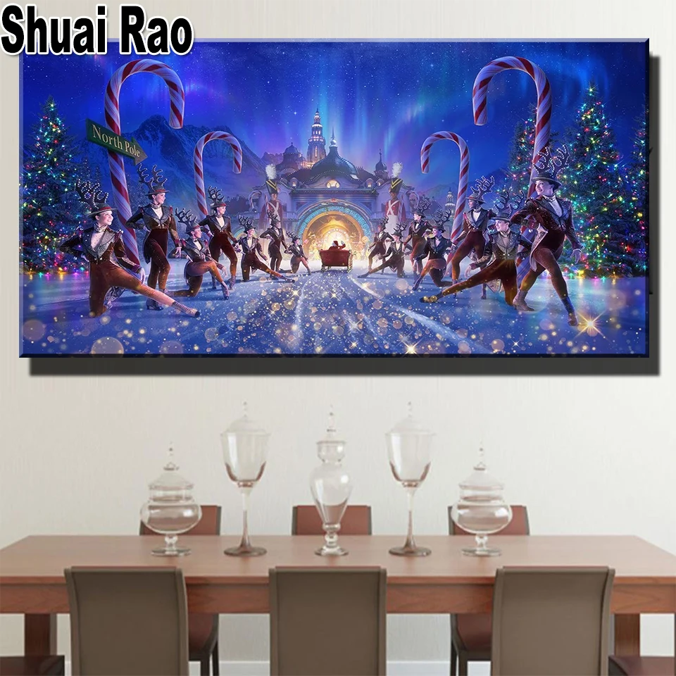 

Christmas night Castle view 5d Large diy diamond painting cross stitch full rhinestone of Picture embroidery kits decoration F56