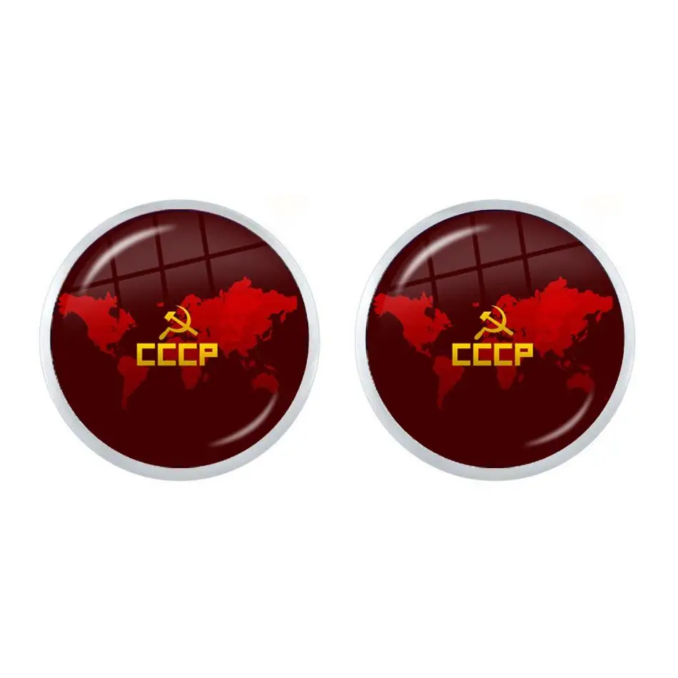 CCCP советская армейская Красная звезда серьги гвоздики 12 мм стеклянный кабошон