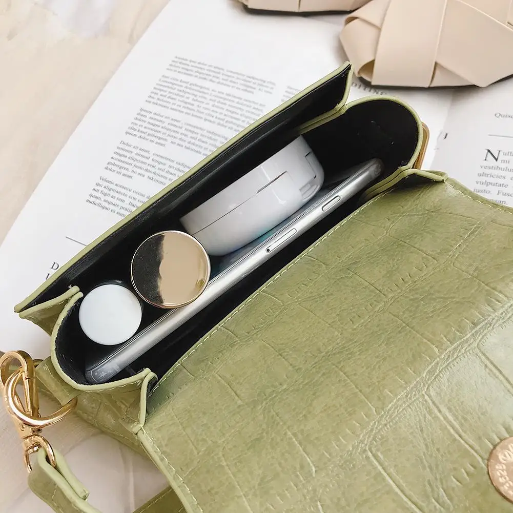 

Fashion Ladies Solid Color Alligator Pattern Shoulder Messenger Handbags Casual PU Leather Women Small Flap Crossbody Bags