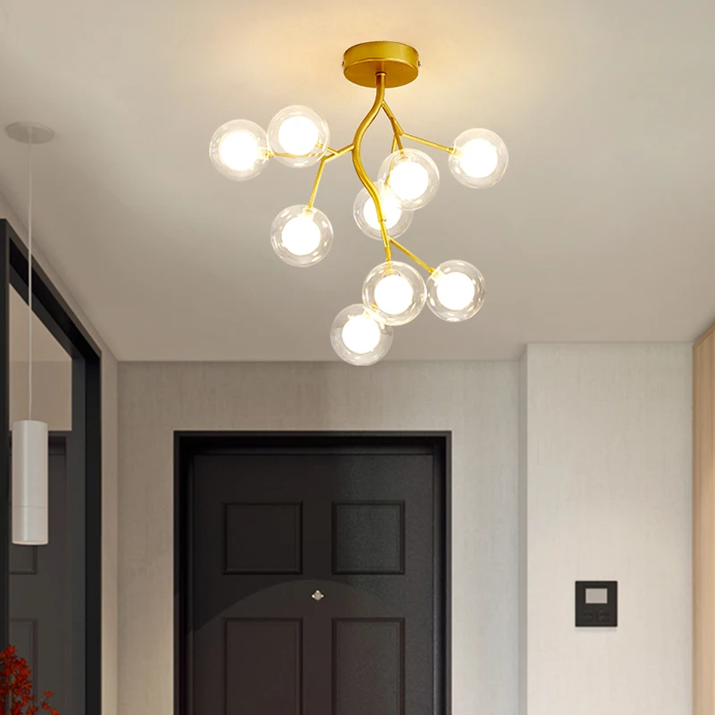 

Modern LED Chandelier Ceiling G4 Clear Glass Ball Hanging Lights For Dining Room Restaurant Aisle Balcony Fixtures AC90V - 260V