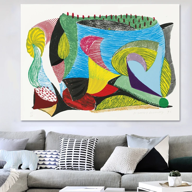 Картина на холсте Давид хокни синяя скала (литография и скринпринт) постер с